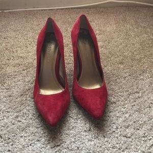 BCBG suede red heels